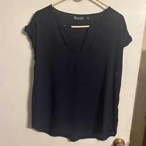 Chic Navy V-Neck Blouse
